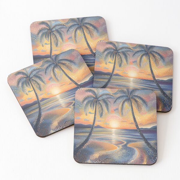 Item preview, Tropical Sunset in Pointillist Style designed and sold by Moisky Art.