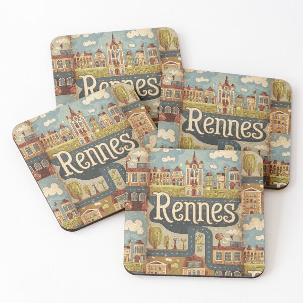 Item preview, Vintage Rennes City of France Whimsical Retro Doodle Typography Art designed and sold by Witty Shirts.