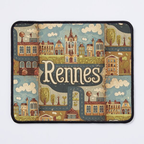 Item preview, Vintage Rennes City of France Whimsical Retro Doodle Typography Art designed and sold by Witty Shirts.