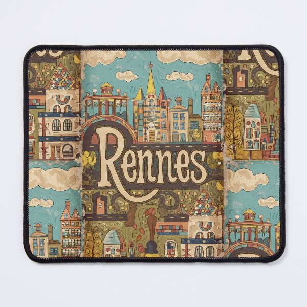 Item preview, Vintage Rennes City of France Whimsical Retro Doodle Typography Art designed and sold by Witty Shirts.