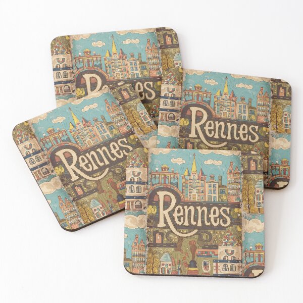 Item preview, Vintage Rennes City of France Whimsical Retro Doodle Typography Art designed and sold by Witty Shirts.