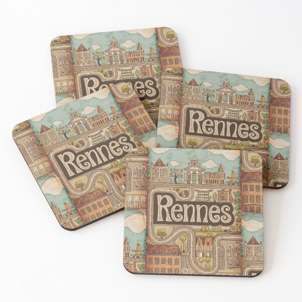 Item preview, Vintage Rennes City of France Whimsical Retro Doodle Typography Art designed and sold by Witty Shirts.