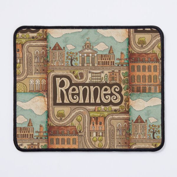 Item preview, Vintage Rennes City of France Whimsical Retro Doodle Typography Art designed and sold by Witty Shirts.