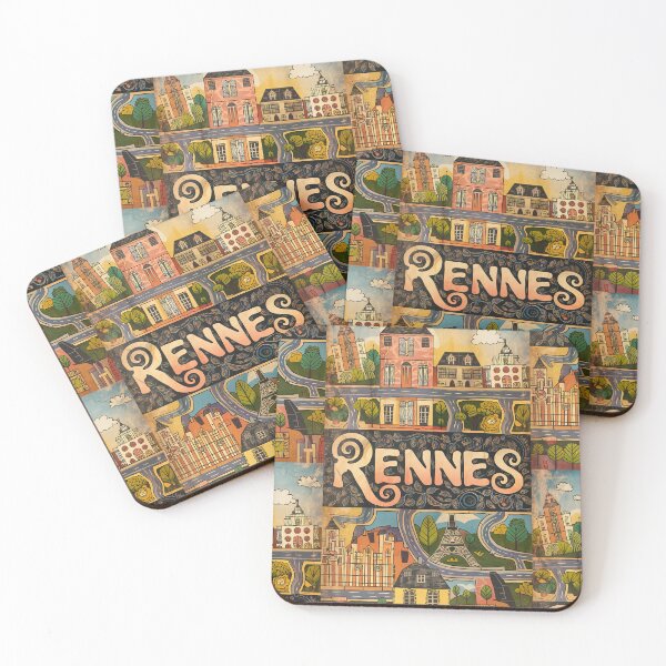 Item preview, Vintage Rennes City of France Whimsical Retro Doodle Typography Art designed and sold by Witty Shirts.