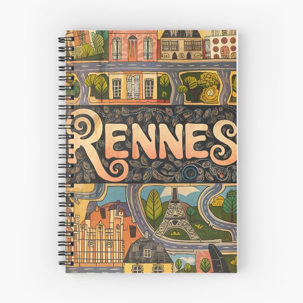 Item preview, Vintage Rennes City of France Whimsical Retro Doodle Typography Art designed and sold by Witty Shirts.