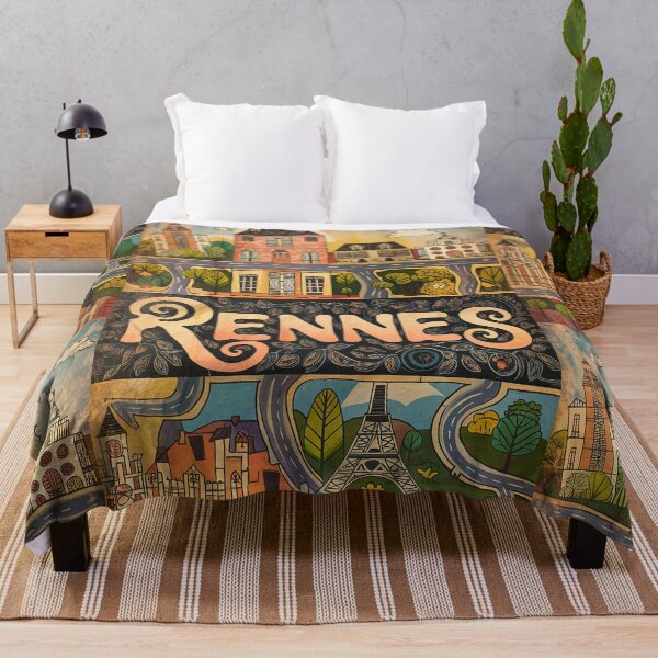 Item preview, Vintage Rennes City of France Whimsical Retro Doodle Typography Art designed and sold by Witty Shirts.