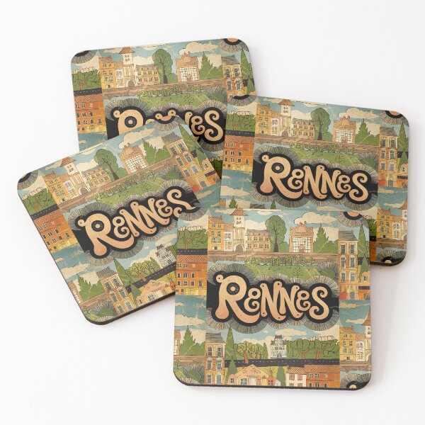 Item preview, Vintage Rennes City of France Whimsical Retro Doodle Typography Art designed and sold by Witty Shirts.