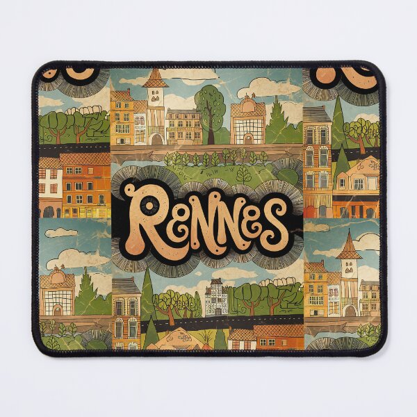 Item preview, Vintage Rennes City of France Whimsical Retro Doodle Typography Art designed and sold by Witty Shirts.