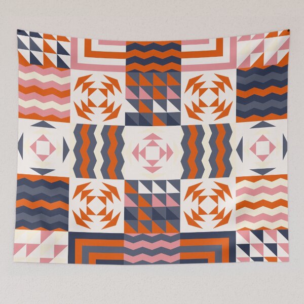 Item preview, Retro Inspired Geometric Quilt Pattern High Contrast designed and sold by BlueLela.