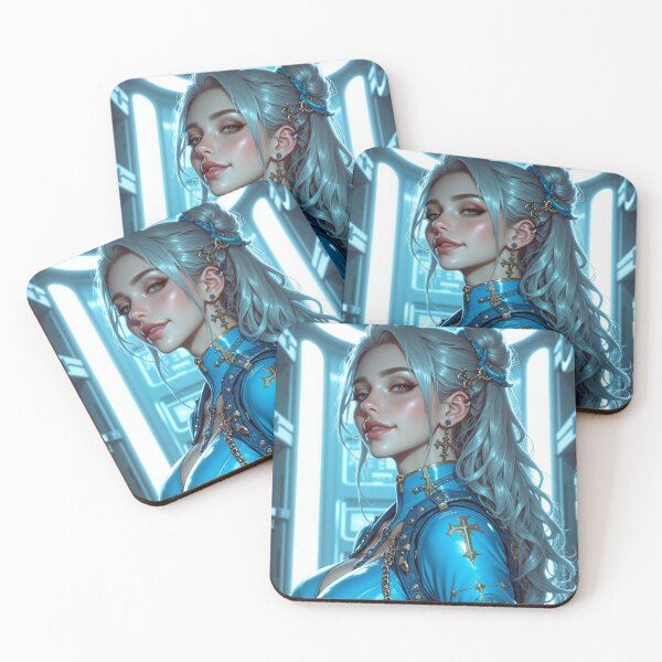 Item preview, Cybernetic warrior with a sleek, futuristic blue metallic suit designed and sold by Giuseppe Cammino.