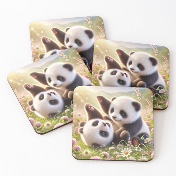 Item preview, Playful Panda Cubs in a Flower Meadow designed and sold by Redlike.