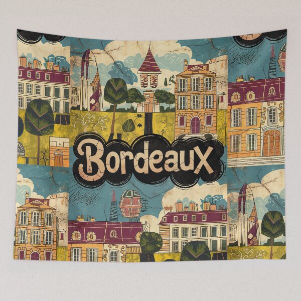 Item preview, Vintage Bordeaux City of France Whimsical Retro Doodle Typography Art designed and sold by Witty Shirts.