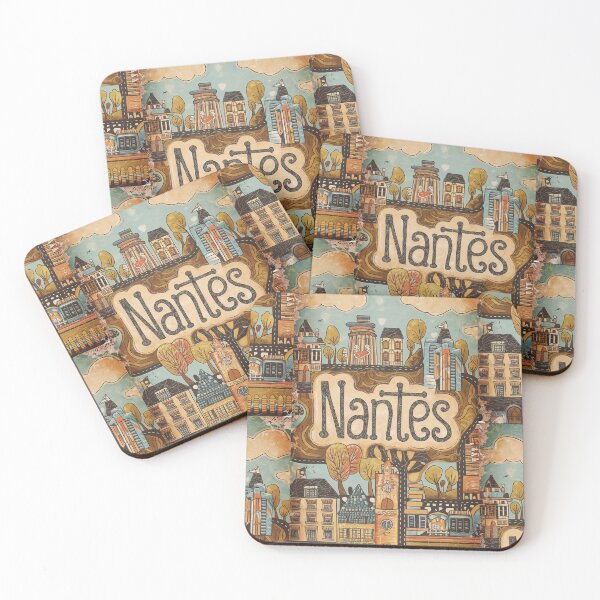 Item preview, Vintage Nantes City of France Whimsical Retro Doodle Typography Art designed and sold by Witty Shirts.