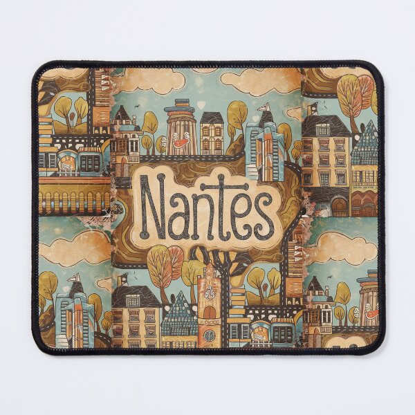 Item preview, Vintage Nantes City of France Whimsical Retro Doodle Typography Art designed and sold by Witty Shirts.