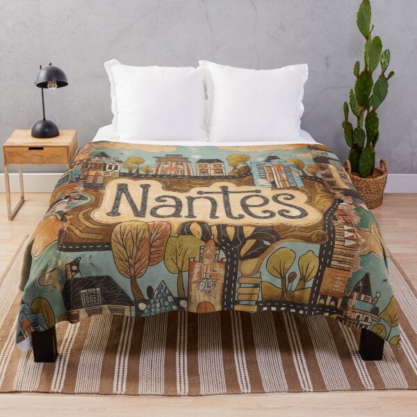 Item preview, Vintage Nantes City of France Whimsical Retro Doodle Typography Art designed and sold by Witty Shirts.