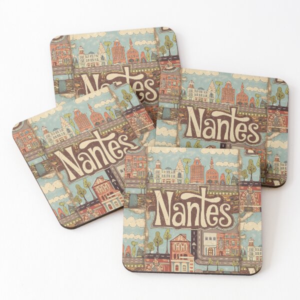 Item preview, Vintage Nantes City of France Whimsical Retro Doodle Typography Art designed and sold by Witty Shirts.