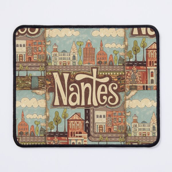 Item preview, Vintage Nantes City of France Whimsical Retro Doodle Typography Art designed and sold by Witty Shirts.