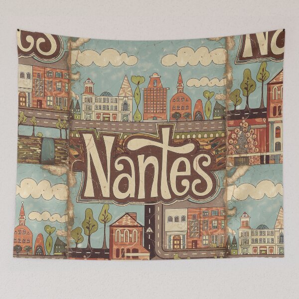 Item preview, Vintage Nantes City of France Whimsical Retro Doodle Typography Art designed and sold by Witty Shirts.