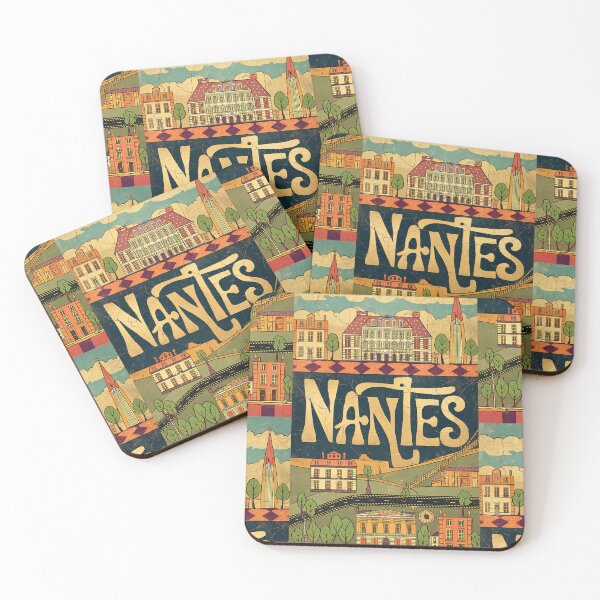 Item preview, Vintage Nantes City of France Whimsical Retro Doodle Typography Art designed and sold by Witty Shirts.