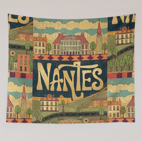 Item preview, Vintage Nantes City of France Whimsical Retro Doodle Typography Art designed and sold by Witty Shirts.