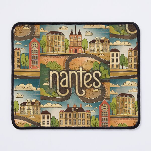 Item preview, Vintage Nantes City of France Whimsical Retro Doodle Typography Art designed and sold by Witty Shirts.