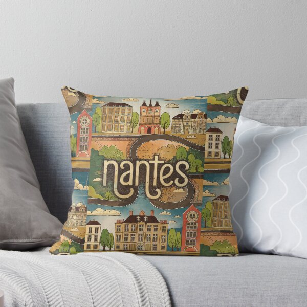 Item preview, Vintage Nantes City of France Whimsical Retro Doodle Typography Art designed and sold by Witty Shirts.