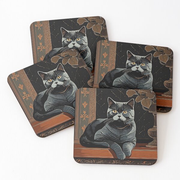 Item preview, Vintage Cat Art: Blue Cat in a Gothic Setting | Animal Art | Gothic Art | Cat Art | Vintage Cat Illustration designed and sold by UnhingedBird.