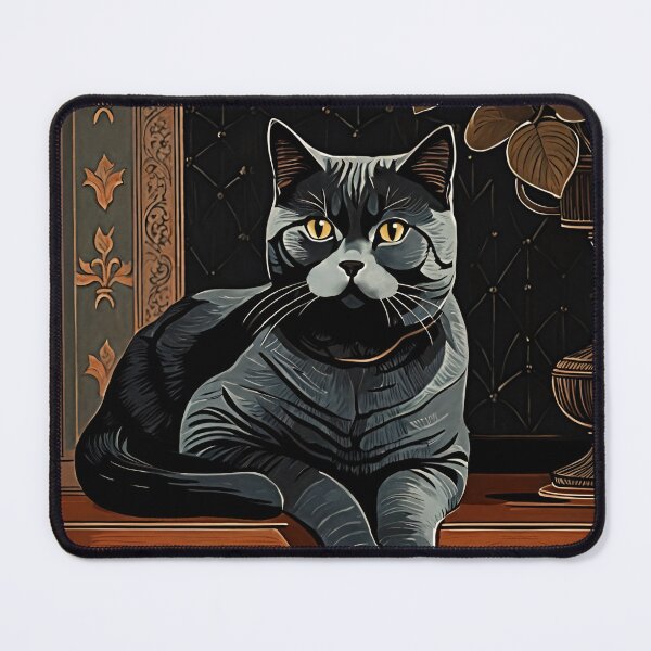 Item preview, Vintage Cat Art: Blue Cat in a Gothic Setting | Animal Art | Gothic Art | Cat Art | Vintage Cat Illustration designed and sold by UnhingedBird.