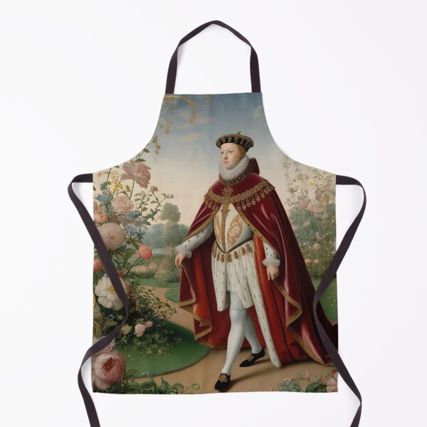 Item preview, Royal portrait vintage European monarch walking through a garden of flowers designed and sold by Vintage Designs +.