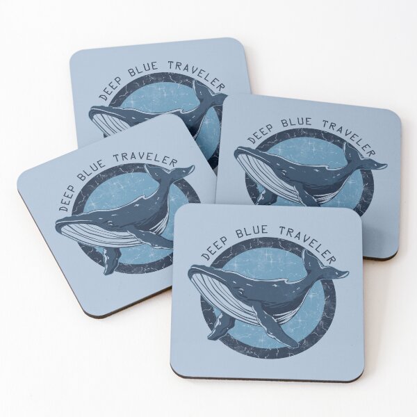 Item preview, Deep Blue Traveler Whale - Vintage Distressed designed and sold by FlashCraft Design.