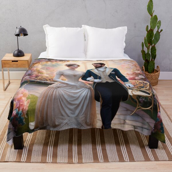 Item preview,  Royal couple portrait vintage European monarch walking through a garden of flowers designed and sold by Vintage Designs +.