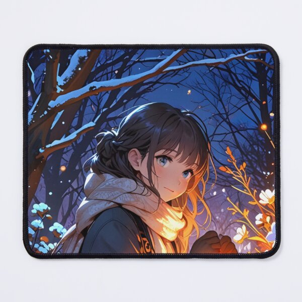 Item preview, Cute Anime Girl at Winter Night | 4K Anime Wallpaper designed and sold by typoinspired.