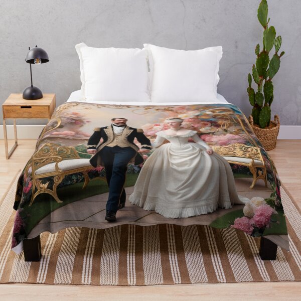 Item preview, Royal couple portrait vintage European monarch walking through a garden of flowers designed and sold by Vintage Designs +.