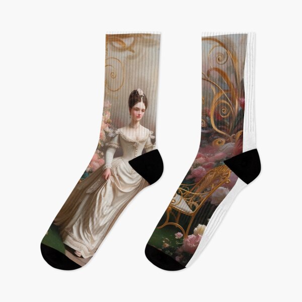 Item preview, Royal couple portrait vintage European monarch walking through a garden of flowers designed and sold by Vintage Designs +.