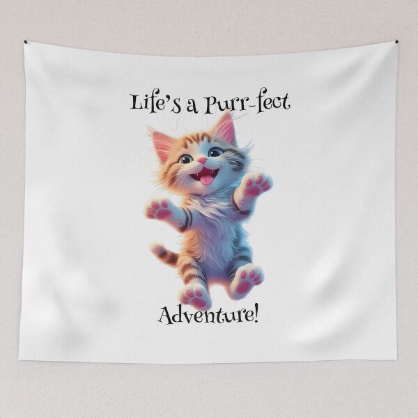 Item preview, Life's a perfect Adventure Flying Kitten  designed and sold by ZanyPaintbrush.