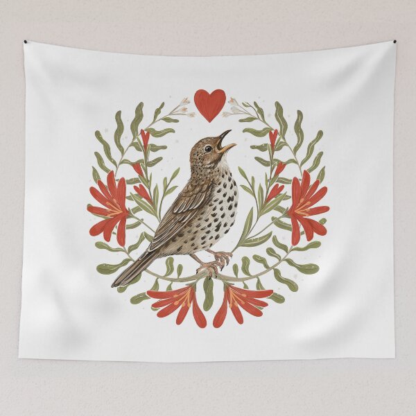 Item preview,  Winter Song Thrush Folk Print designed and sold by lauragraves.