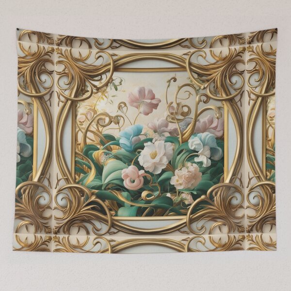 Item preview, Beautiful golden framed floral painting designed and sold by Vintage Designs +.