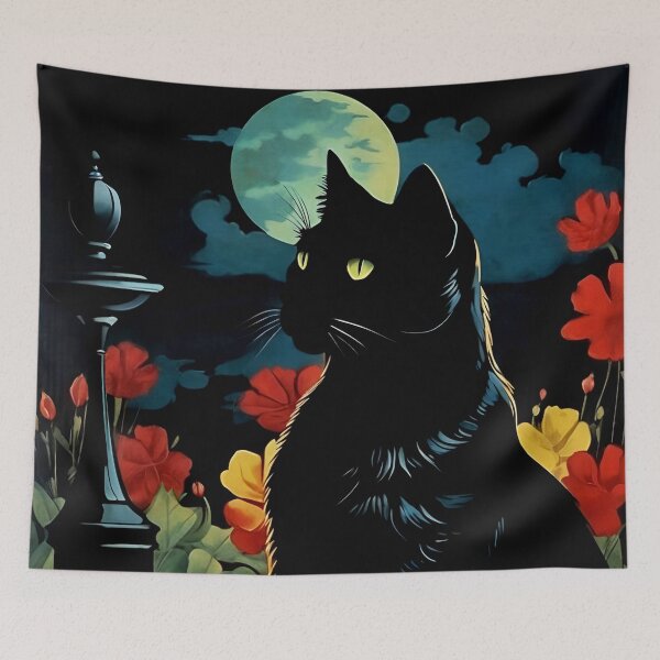 Item preview, Vintage Cat Art: Black Cat in a Gothic Setting | Noir Cat Art | Gothic Art | Cat Art | Vintage Cat Illustration designed and sold by UnhingedBird.