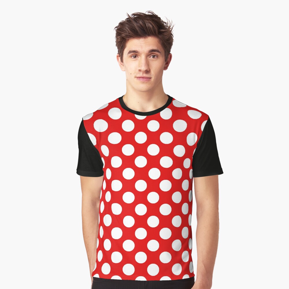 red and white polka dot t shirt