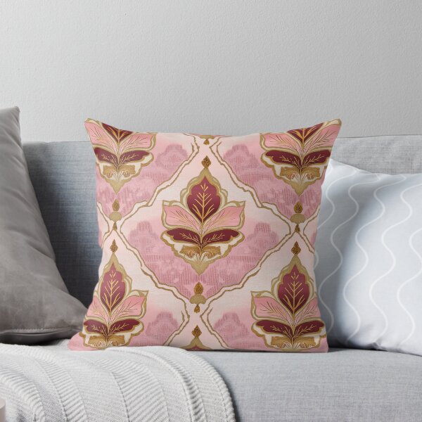 Item preview, Thai Kanok Bay Thet Leaf Motif in Pink and Gold designed and sold by IssaraStudio.