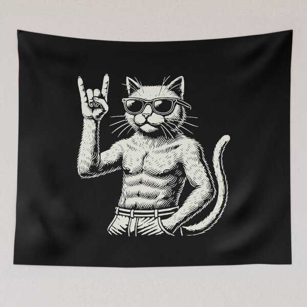 Item preview, Funny Rock Music Cat Heavy Metal Festival designed and sold by LuminOrb.