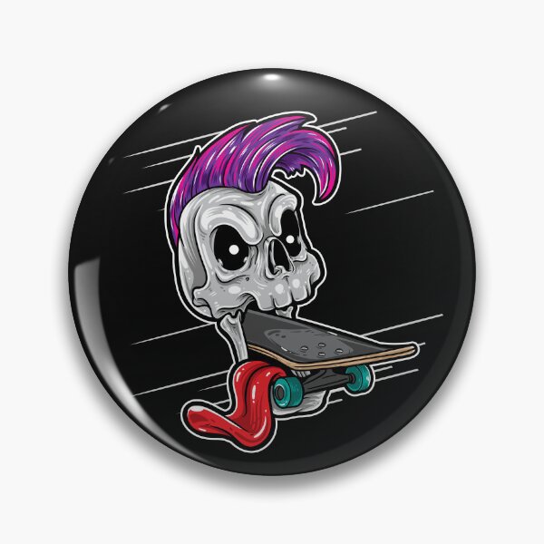 Item preview, RAD Skateboard Eating Skull with pink Mohawk, Graffiti Style Graphic Design designed and sold by GEM STYLE.