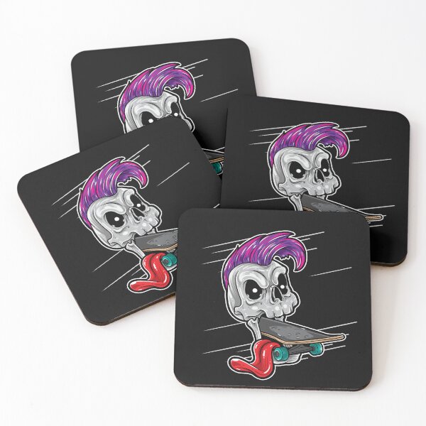 Item preview, RAD Skateboard Eating Skull with pink Mohawk, Graffiti Style Graphic Design designed and sold by GEM STYLE.