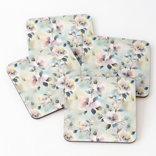 Item preview, Soft Pastel Blue Purple Floral Watercolor pattern designed and sold by sheprint.