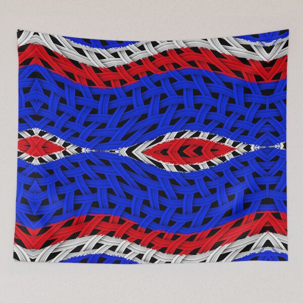 Item preview, VINTAGE FRANCE FLAG BLUE WHITE RED FANTASY TRIBAL WEAVE #3 designed and sold by Ralek.