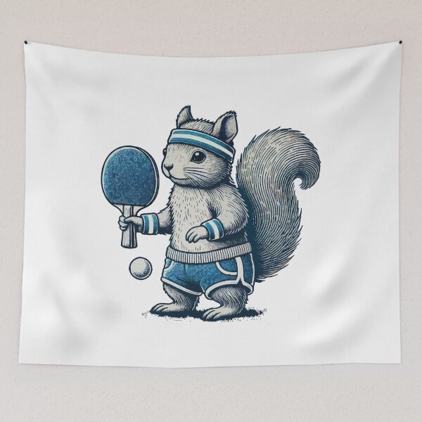 Item preview, Retro Table Tennis Squirrel Fun designed and sold by LuminOrb.