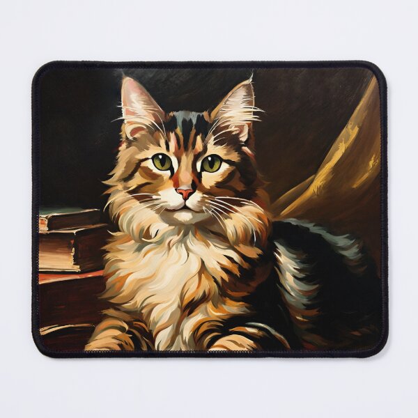 Item preview, Vintage Cat Art: Portrait of a Long-Haired Cat in a Gothic Setting | Animal Art | Gothic Art | Cat Art | Cat Oil Painting designed and sold by UnhingedBird.