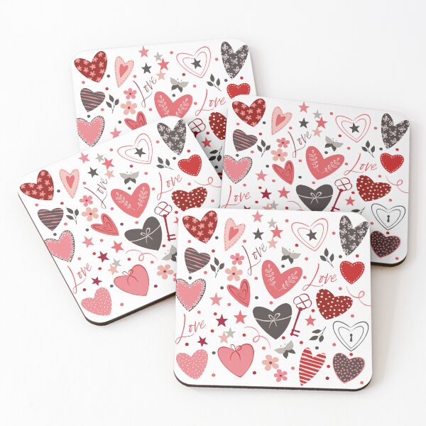 Item preview, Romantic Heart Pattern Design with Love Elements designed and sold by Maniutek.