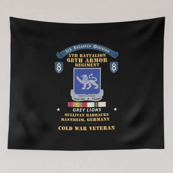 Item preview, 8th Infantry Division Scroll - 5th Bn 68th Armor Regiment - Grey Lions -  Sullivan Barracks, Mannheim Germany - Cold War Vet w COLD SVC X 300 designed and sold by Military Insignia Products.