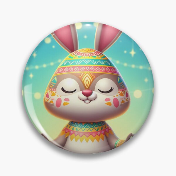 Item preview, Cute Easter bunny meditating, colourful design, peaceful,  designed and sold by Coolparrotgirl.